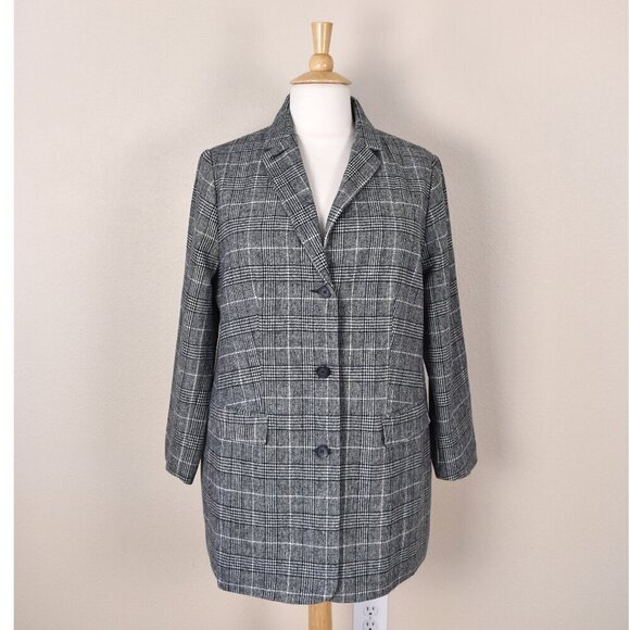 Ellos Plaid Houndstooth Wool Coat NEW 22 - Picture 1 of 9